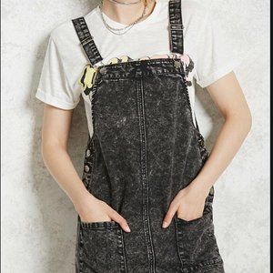 🧳Forever 21 Black Acid Wash Overall Dress